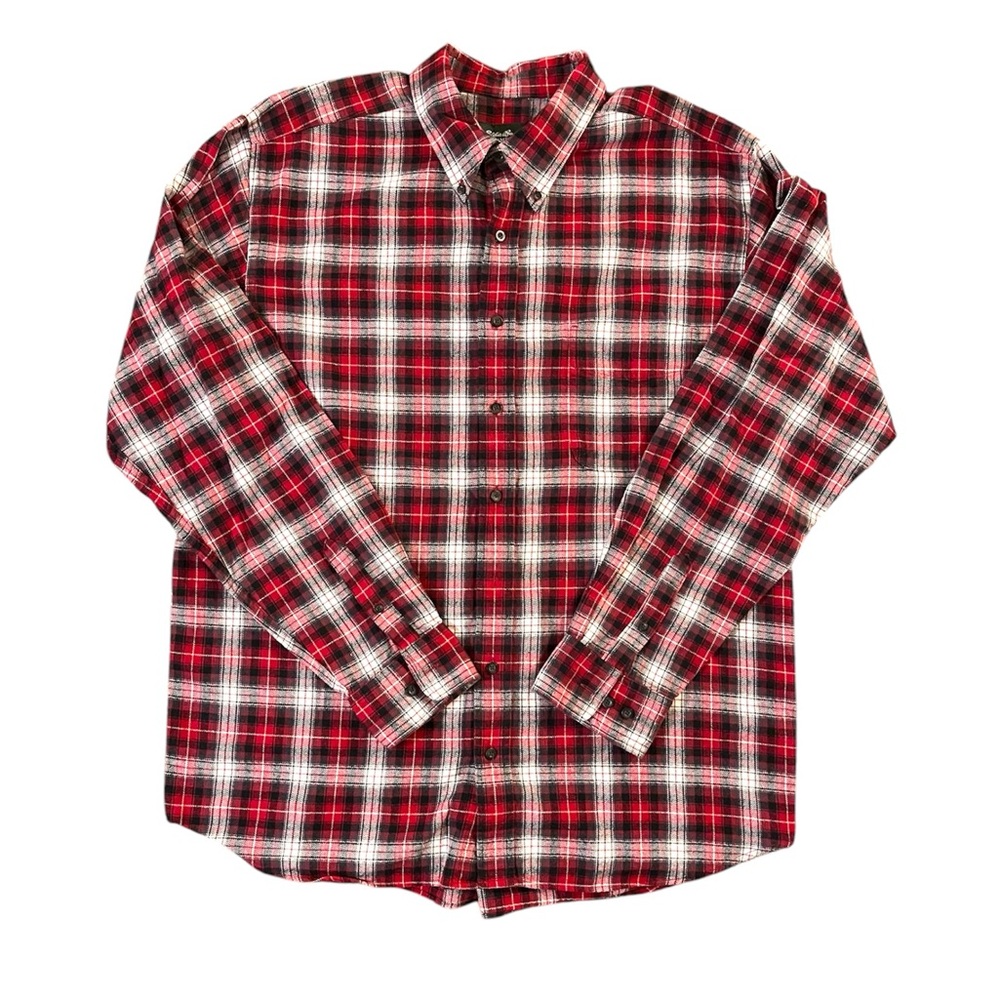 Eddie Bauer Relaxed Fit Men’s XL Tall Cotton Plaid Flannel Casual Classic Rodeo